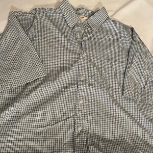 Wrangler Hero Mens 2XL Short Sleeve dress Shirt Cream‎ Blue Striped Cotton soft